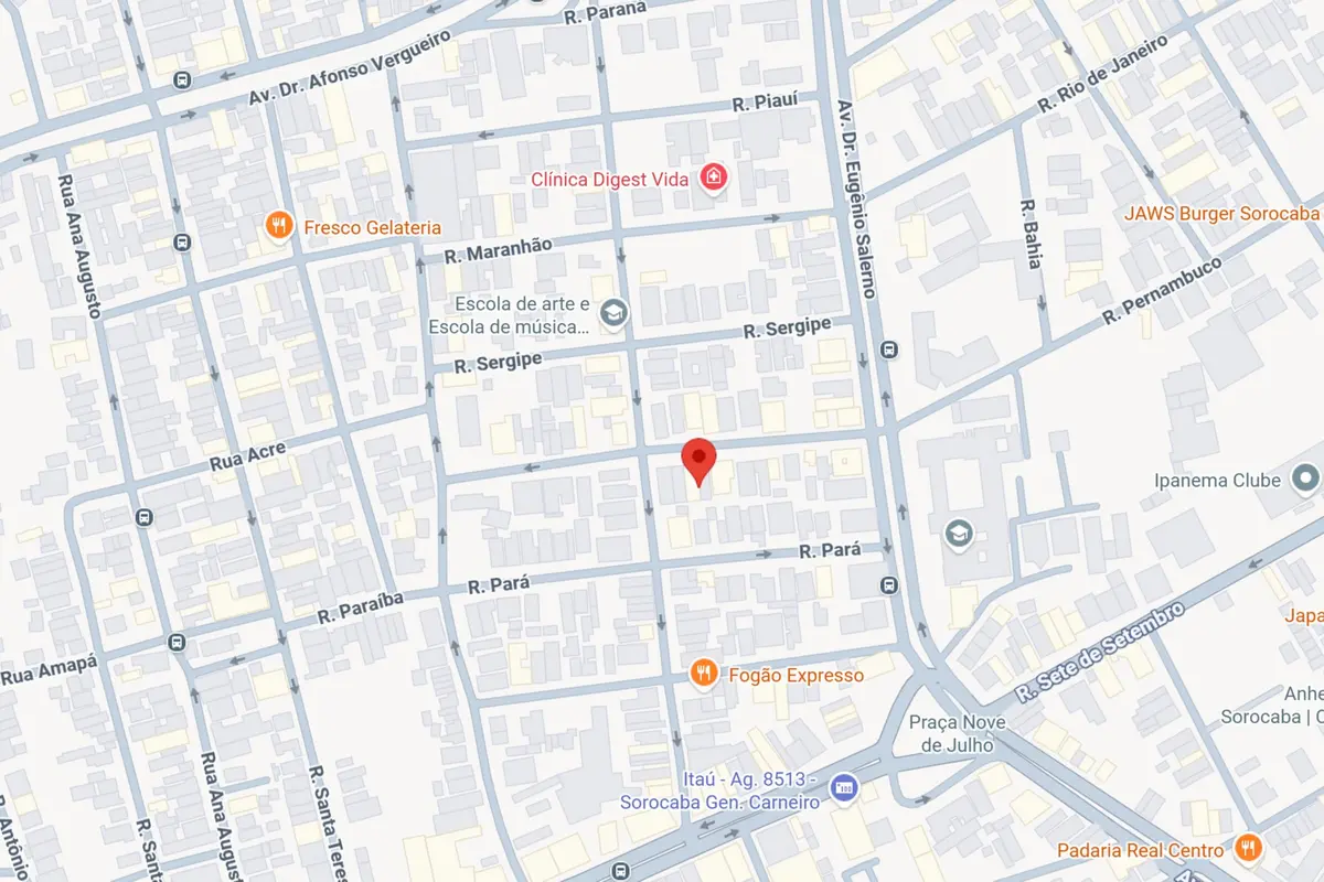 Mapa do consultório em Sorocaba — Rua Goiás, 121, Centro, Sorocaba — SP
